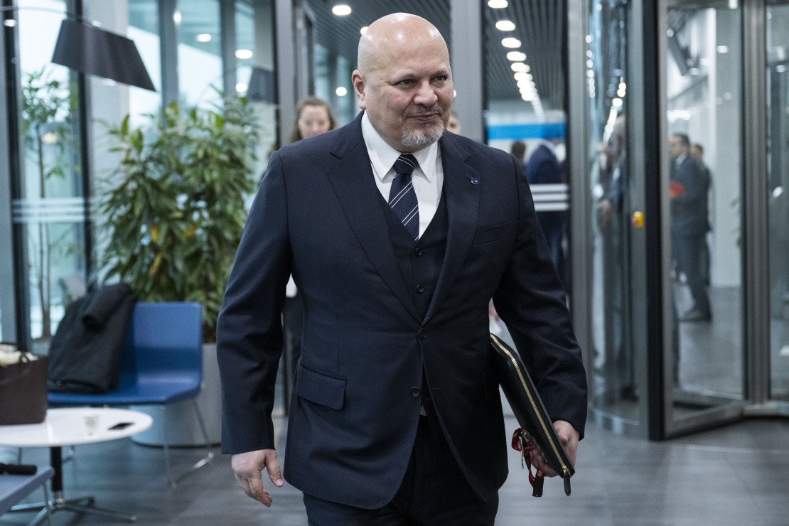Chief Prosecutor of the International Criminal Court Karim Ahmad Khan arrives for a meeting with German Foreign Minister Annalena Berbock at the International Criminal Court, January 16, 2023, The Hague.
