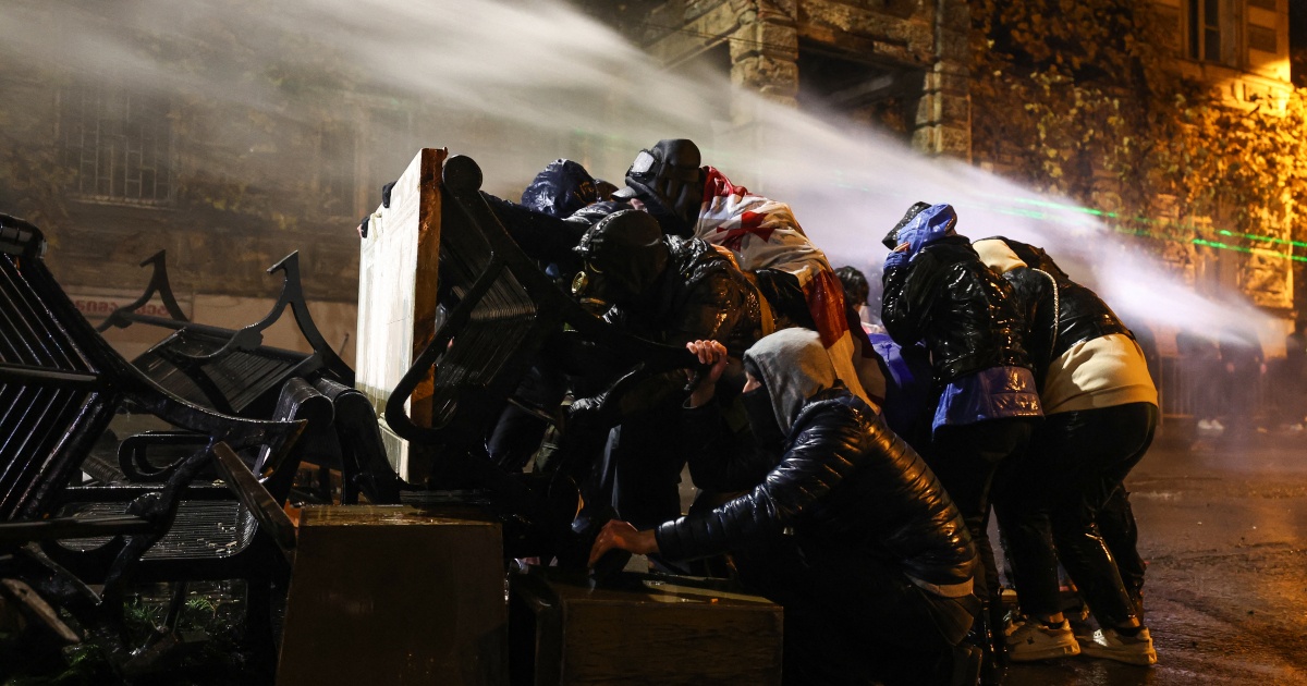 Georgian protesters sprayed with World War I-era substance last year — BBC
