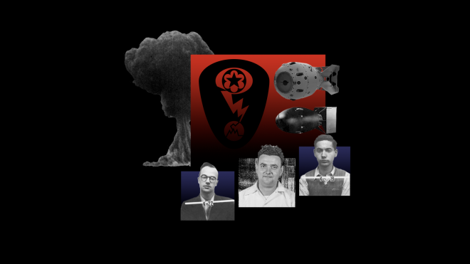 The first nuclear bomb of the USSR was a copy of the American one. It was created by atomic spies - a commited communist, an idealistic young man, and a loving husband. Here are their stories