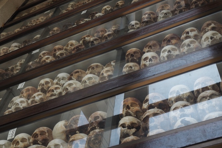 A memorial monument with the skulls of victims of the Pol Pot regime, March 3, 2016, Phnom Penh, Cambodia. During the rule of Pol Pot during the years 1975-1979, approximately one million and 700 thousand people died.