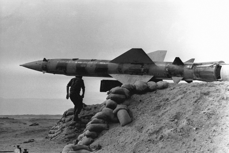An Egyptian missile in the Sinai Peninsula, October 1973.
