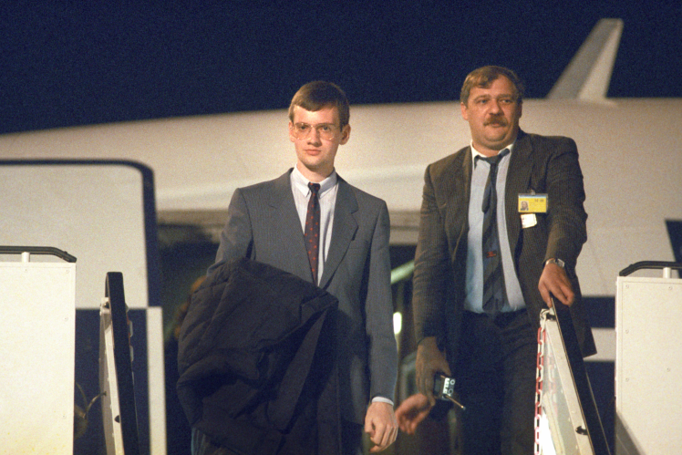 Матіас Руст в аеропорту Франкфурту після повернення з радянської в’язниці, серпень 1988 року.