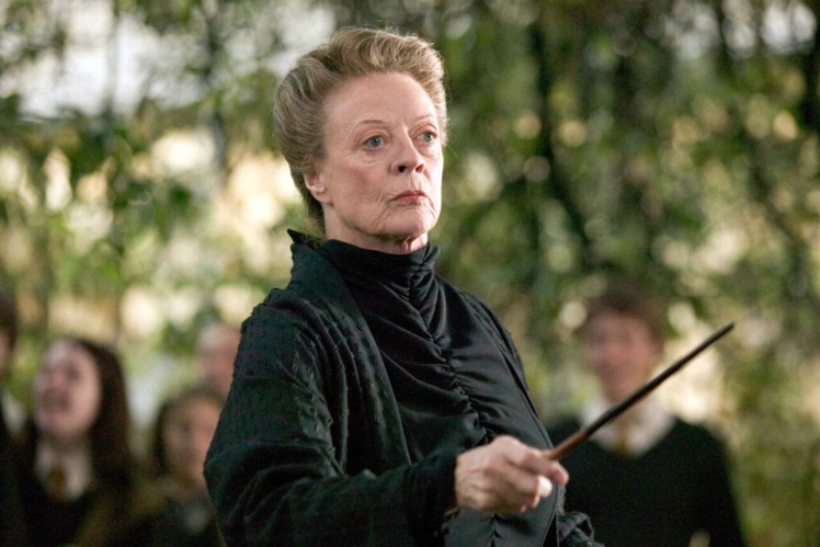 Maggie Smith as Professor Minevera McGonagall in the Harry Potter film series.