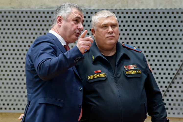 A representative of the Russian Guard at the tournament in memory of Kutuzov (right).