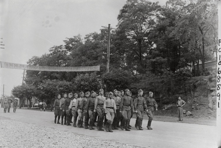 Soviet soldiers in Pyongyang.