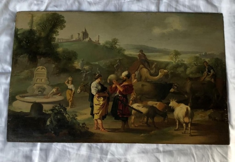 Знайдена картина Яна Линсена «Еліезер і Ребекка біля колодязя», датована 1629 роком.