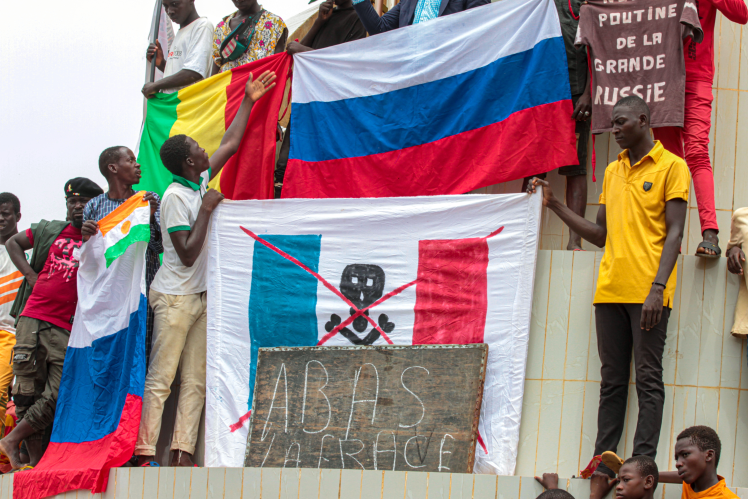 Anti-French actions in Niger. Demonstrators demand that French armed forces leave the country, September 2022.