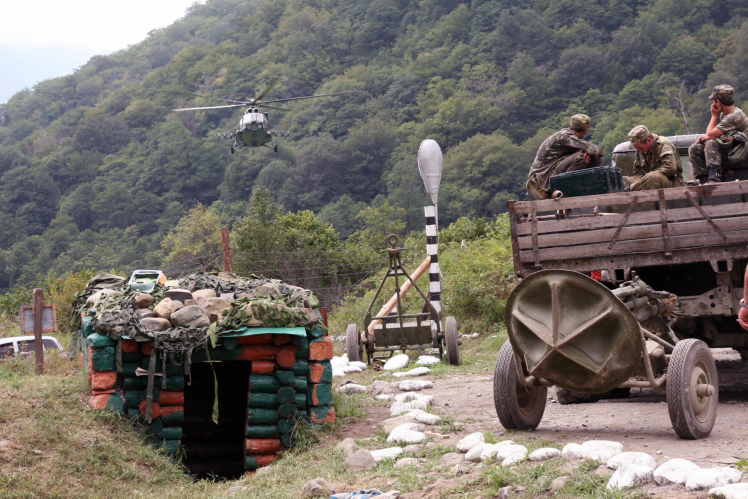 An Abkhaz helicopter in the remote Kodor gorge, August 12, 2008.