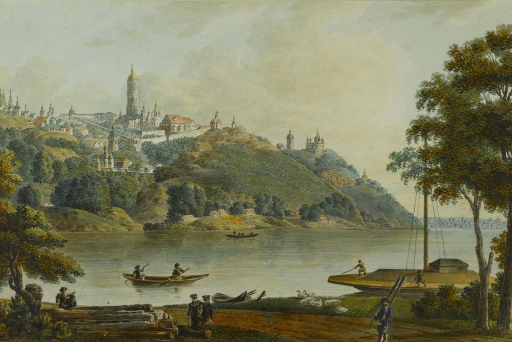 View of the Kyiv-Pechersk Lavra and Podil, beginning of the 19th century.