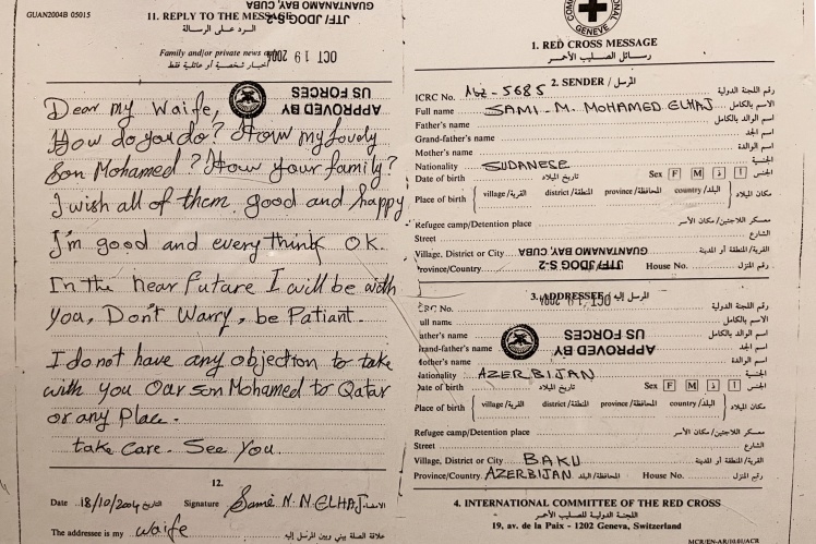 Так виглядає лист-повідомлення від військовополоненого його родині. Це лист полоненого з Гуантанамо. Всі документи з музею МКЧХ в Женеві.