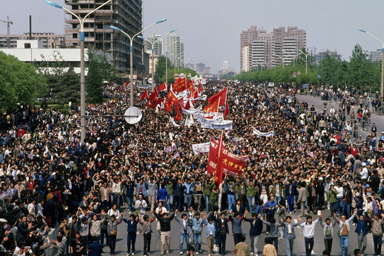 Студентська хода в Пекіні, 27 квітня 1989 року.