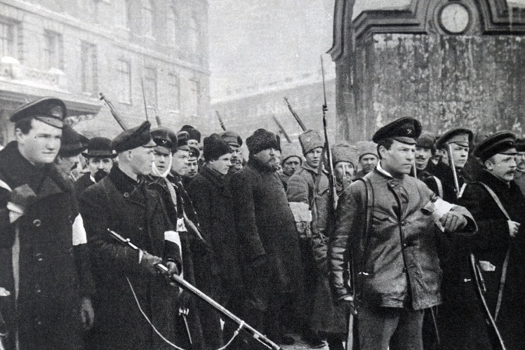 Peopleʼs militia patrol in Petrograd during the February Revolution, 1917.