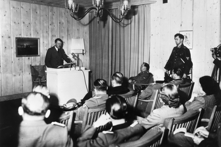 Hitler makes a nighttime radio address on July 20, 1944.