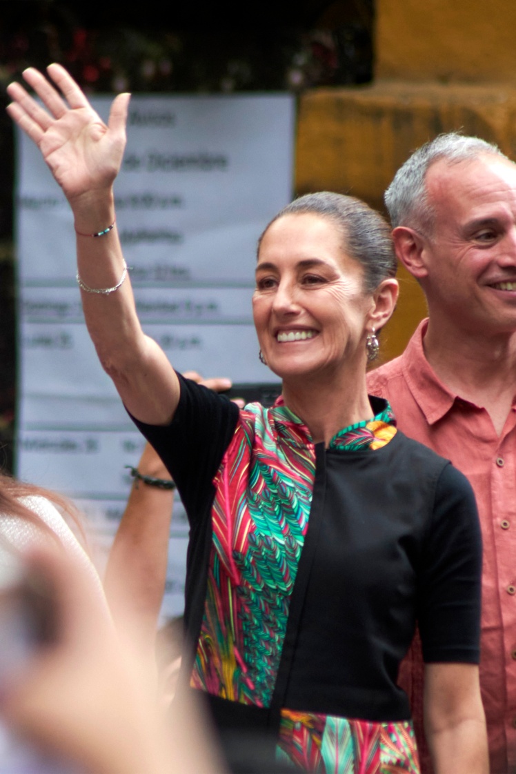 Claudia Sheinbaum meets with supporters on December 9, 2023 in Coyoacan, Mexico.
