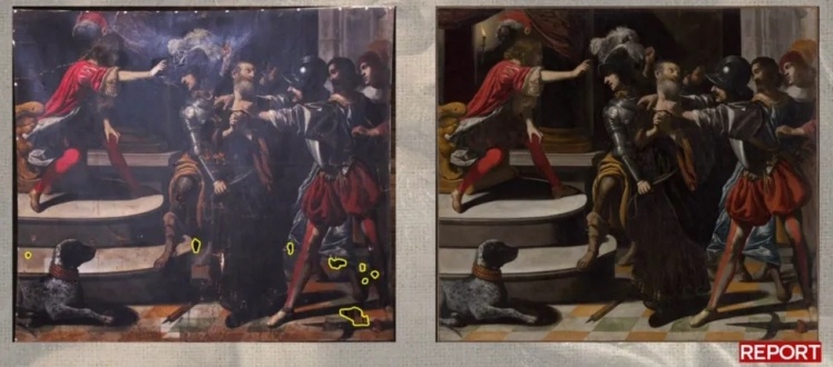 Відмінності між оригінальною картиною (ліворуч) та копією (праворуч).