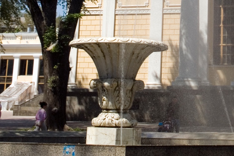 After the restoration of the cathedral, the fountain was moved, now it is opposite the church.