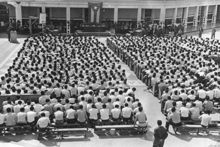 Public trial in Havana of captured Cuban émigrés from Brigade 2506, April 10, 1962.