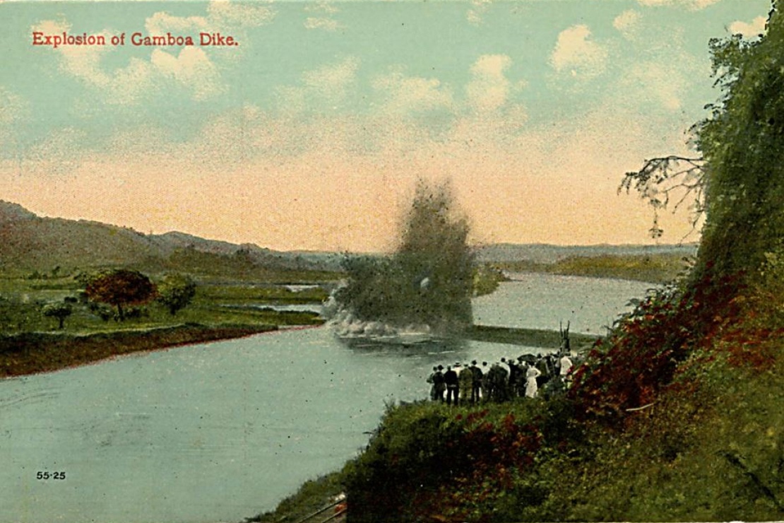 Панамський канал. Вибух на дамбі Ґамбоа,1913 рік.