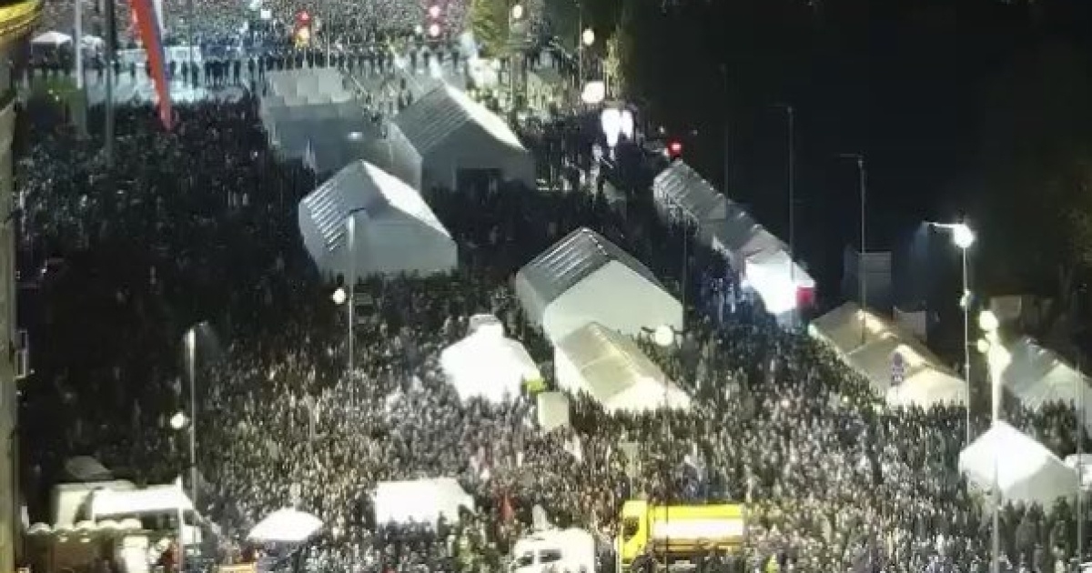 Thousands of people gathered for a pro-government rally in Serbia
