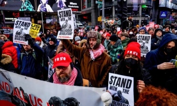 Protests against the operation in Venezuela took place across the US