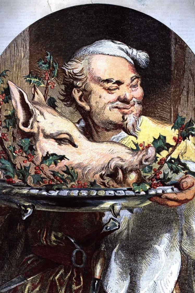 Так подавали головну страву вечора — голову кабана.