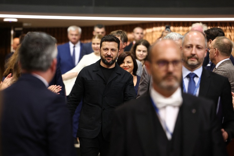 Volodymyr Zelensky arrived to deliver a speech at the Council of Europe in Strasbourg, June 25, 2025.