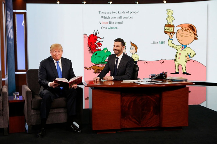 Кандидат у президенти Дональд Трамп в ефірі вечірнього шоу Джиммі Кіммела, Нью-Йорк, 2015 рік.