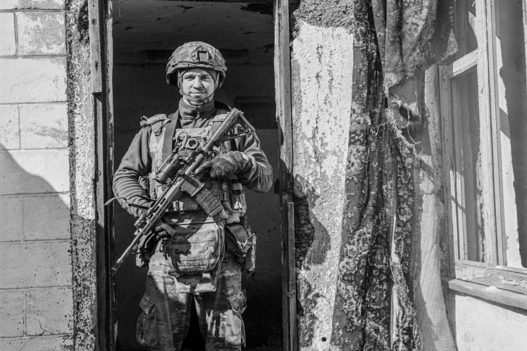 Fighters of the 12th Special Forces Brigade "Azov", which performs combat missions in the Toretsk direction.