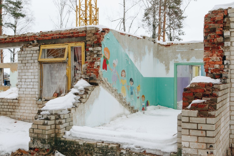 The school walls have been dismantled.