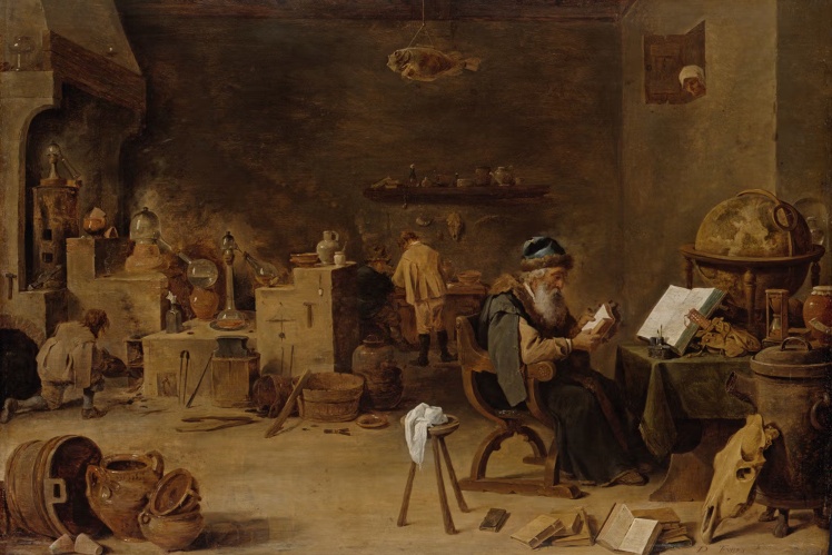 Давид Тенірс Молодший, «Алхімік», бл. 1643—1645. Зберігається у Музеї герцога Антона Ульріха у Брауншвейґу.