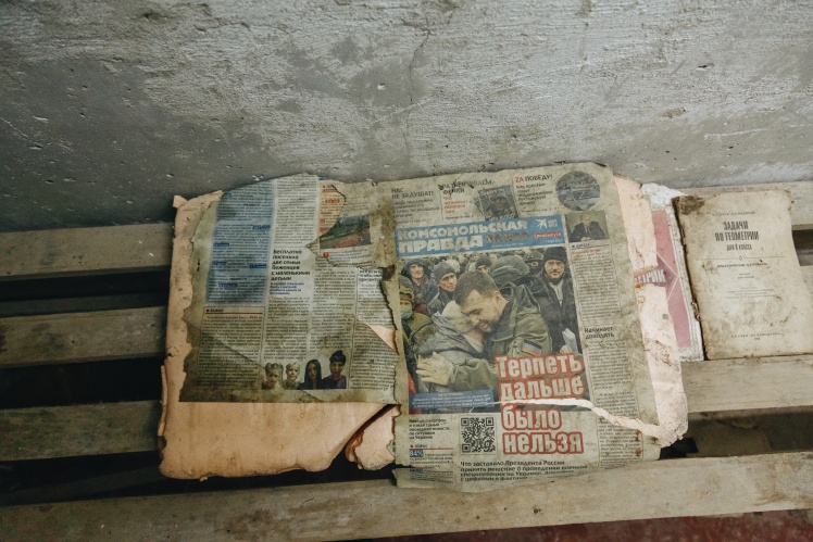 The Russians brought Russian newspapers. They promised to give baby food and diapers if the locals sang the Russian anthem and recorded a propaganda video.