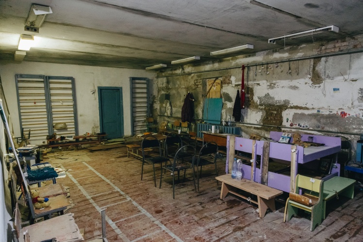 This is the gym — the largest room in the basement.