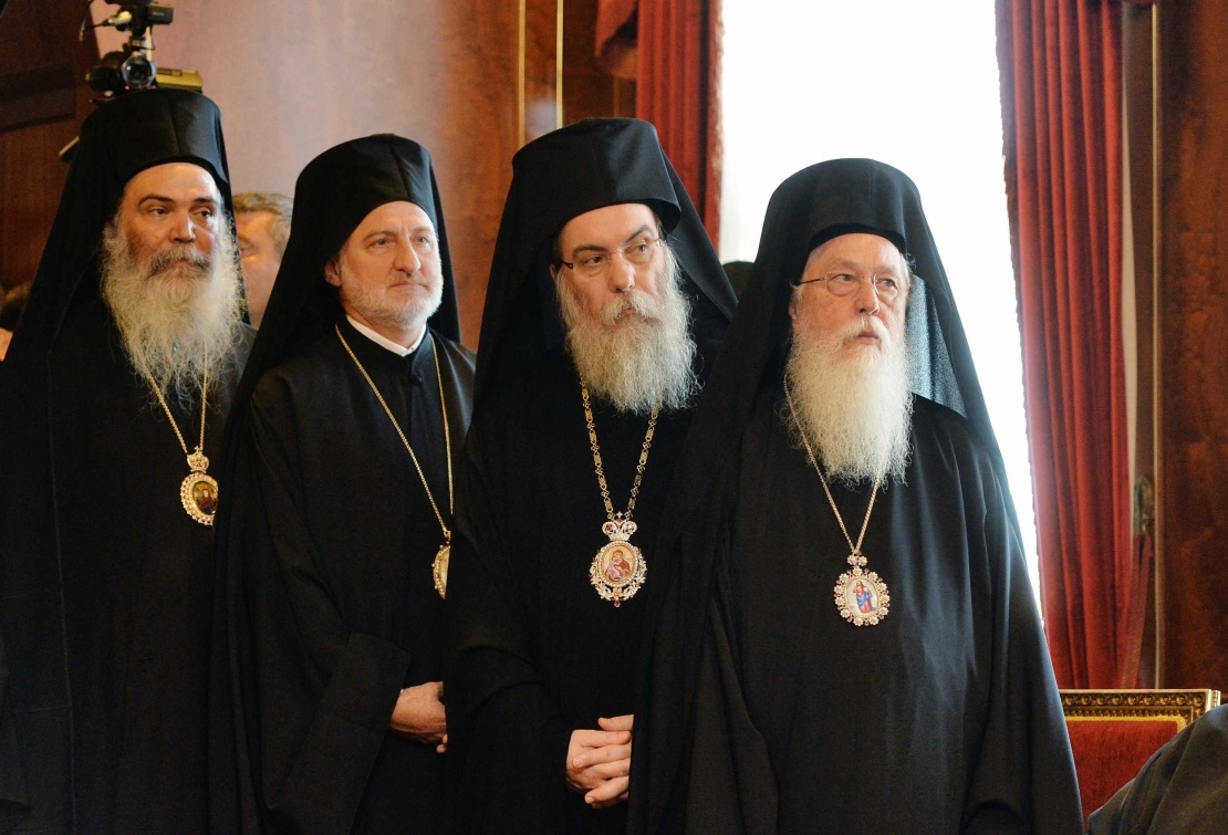Ієрархи Константинопольського патріархату під час зустрічі патріархів Варфоломія і Кирила у Стамбулі. 31 серпня 2018 року.