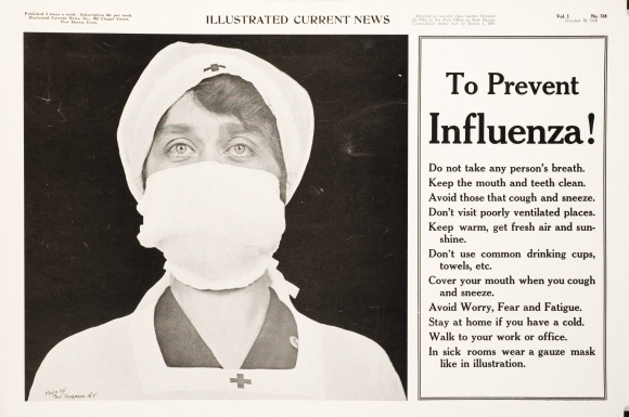 <p>Публікація в газеті Illustrated Current News з порадами щодо профілактики іспанського грипу, 1918 рік.</p>