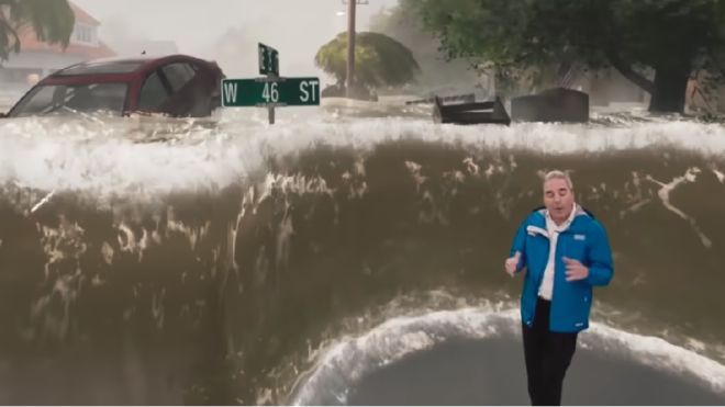 Стіна води в три метри. Американський телеканал помістив ведучого прогнозу погоди в епіцентр урагану «Флоренс»