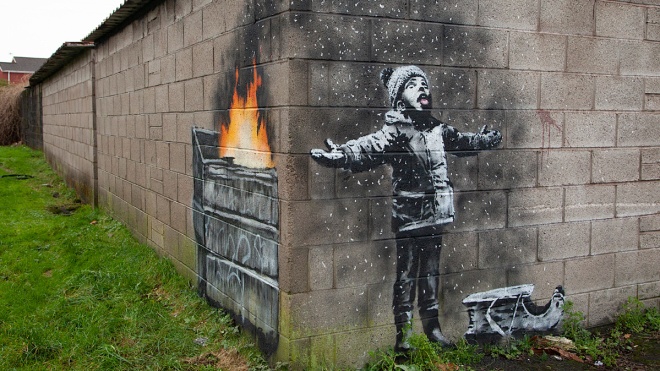 В Британии за «шестизначную сумму» продали свежее граффити Бэнкси