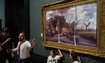 Two eco-activists grabbed a painting from 1821 in Britain. It was a protest against the “collapse of civilization”
