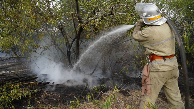 У Донецькій області загорілася суха трава на околиці села. Вогонь перекинувся на житлові будинки