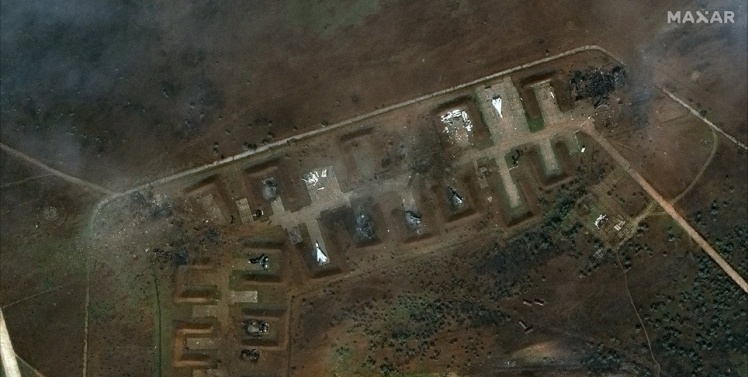 Satellite images of Saksky airfield in Crimea after the explosions