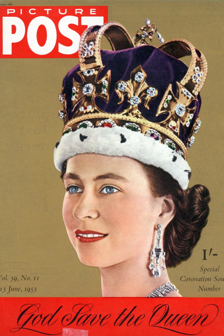 На фото: обложка Специального выпуска сувенирной продукции, посвященной коронации Елизаветы II, с первой строкой государственного гимна Великобритании «Боже, храни Королеву», 13 июня 1953 года.