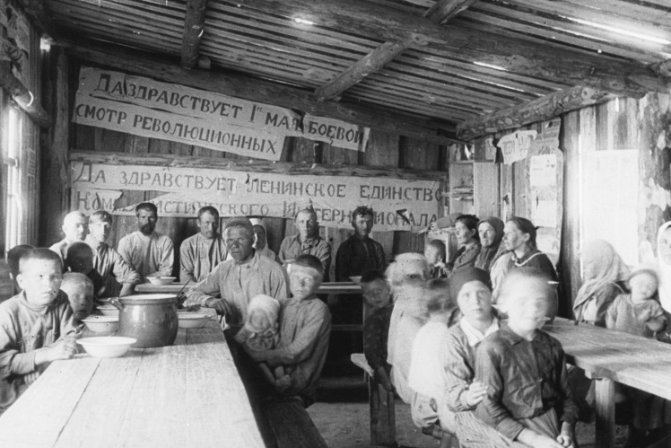 Soviet peasants during mass collectivization, 1930.