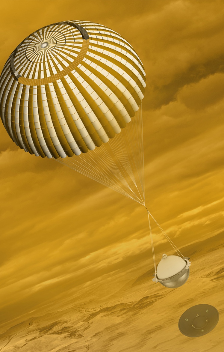 Рендер місії DAVINCI+. Якщо NASA її профінансує, хімічний склад атмосфери Венери вивчатиме спеціальний зонд.
