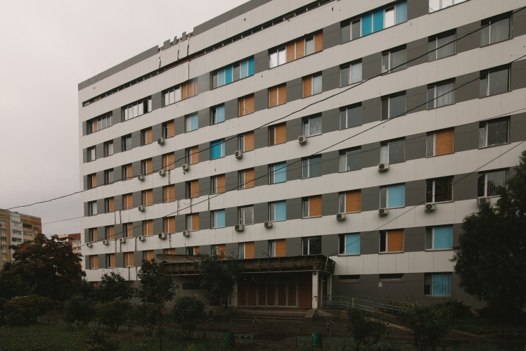 Facades of different blocks of the hospital.