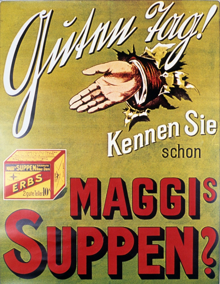 Рекламний плакат бульйонних кубиків «Маггі», 1915 рік.