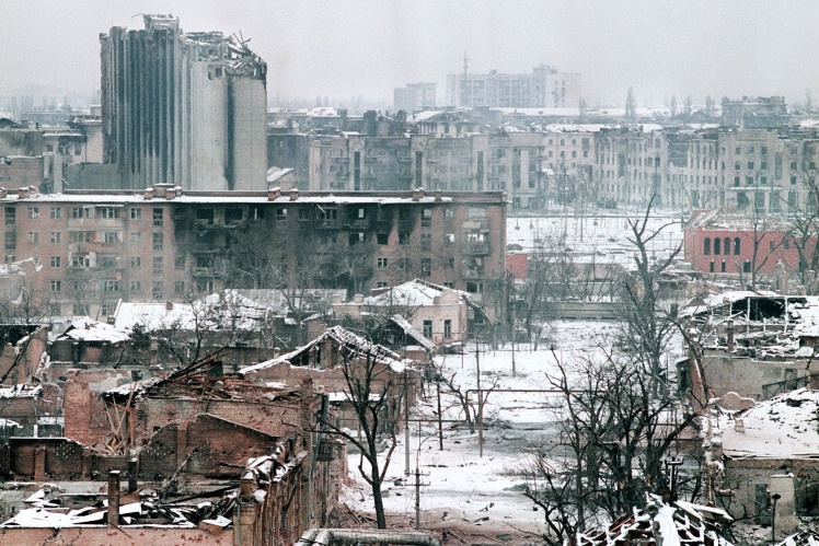 Grozny, the capital of Chechnya, after shelling and bombing by Russian troops, January 25, 1995.