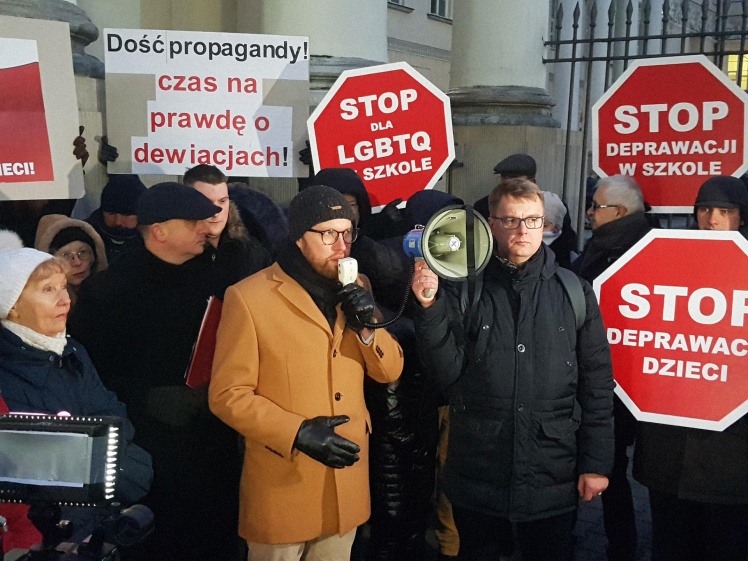 Віцепрезидент Ordo Iuris Тимотеуш Зих на протесті проти ЛГБТ, січень 2019 року.