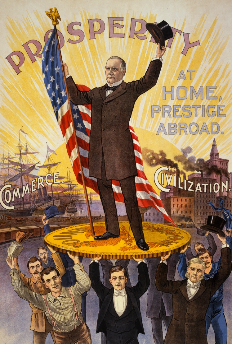 Агітаційний плакат, який зображає 25-го президента Вільяма Маккінлі, 1900 рік.