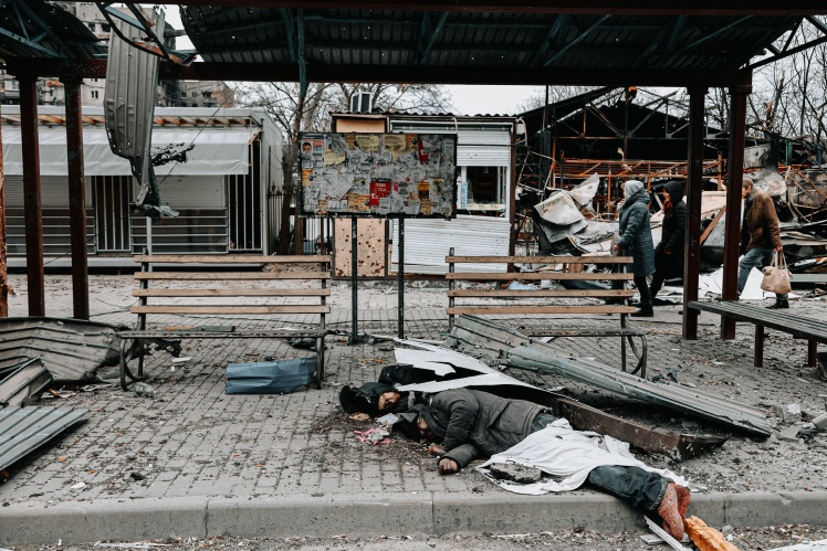 Dead bodies in Mariupol, April 4, 2022.