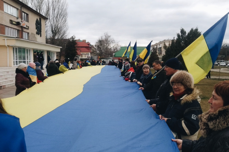 Rally in Kakhovka, Kherson region, March 7, 2022.