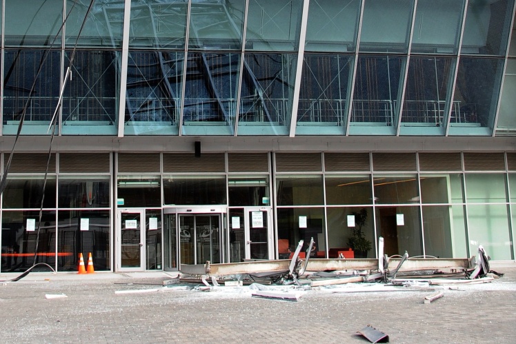 Летом и осенью 2014 года «Донбасс Арена» несколько раз попадала под обстрел — повреждения получили фасад арены, ее коммуникации, оборудование.